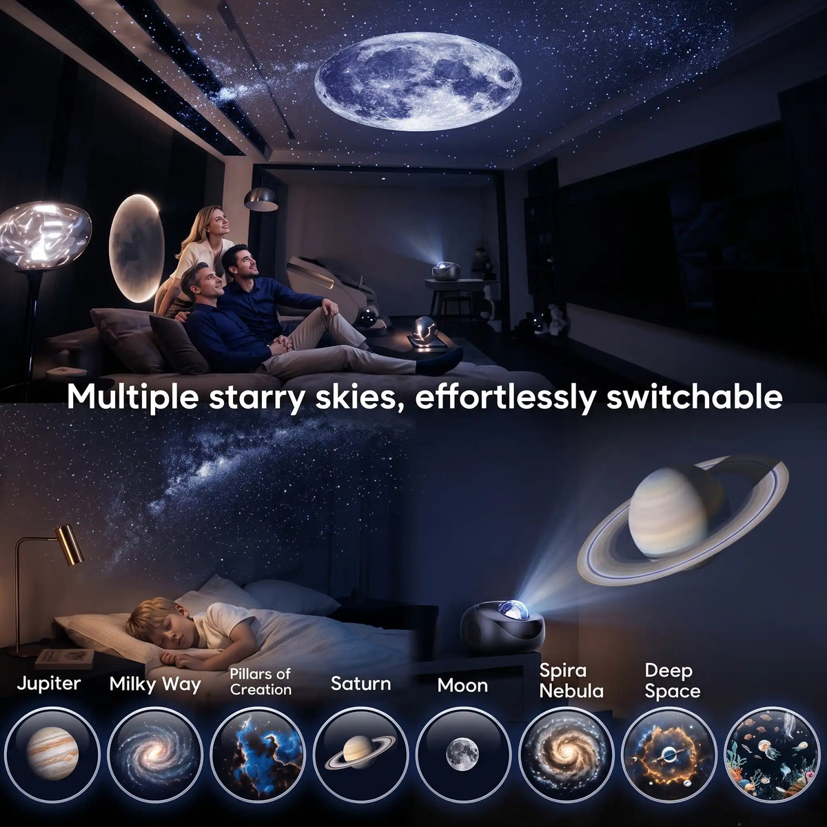 Starry Night Galaxy Projector Lamp